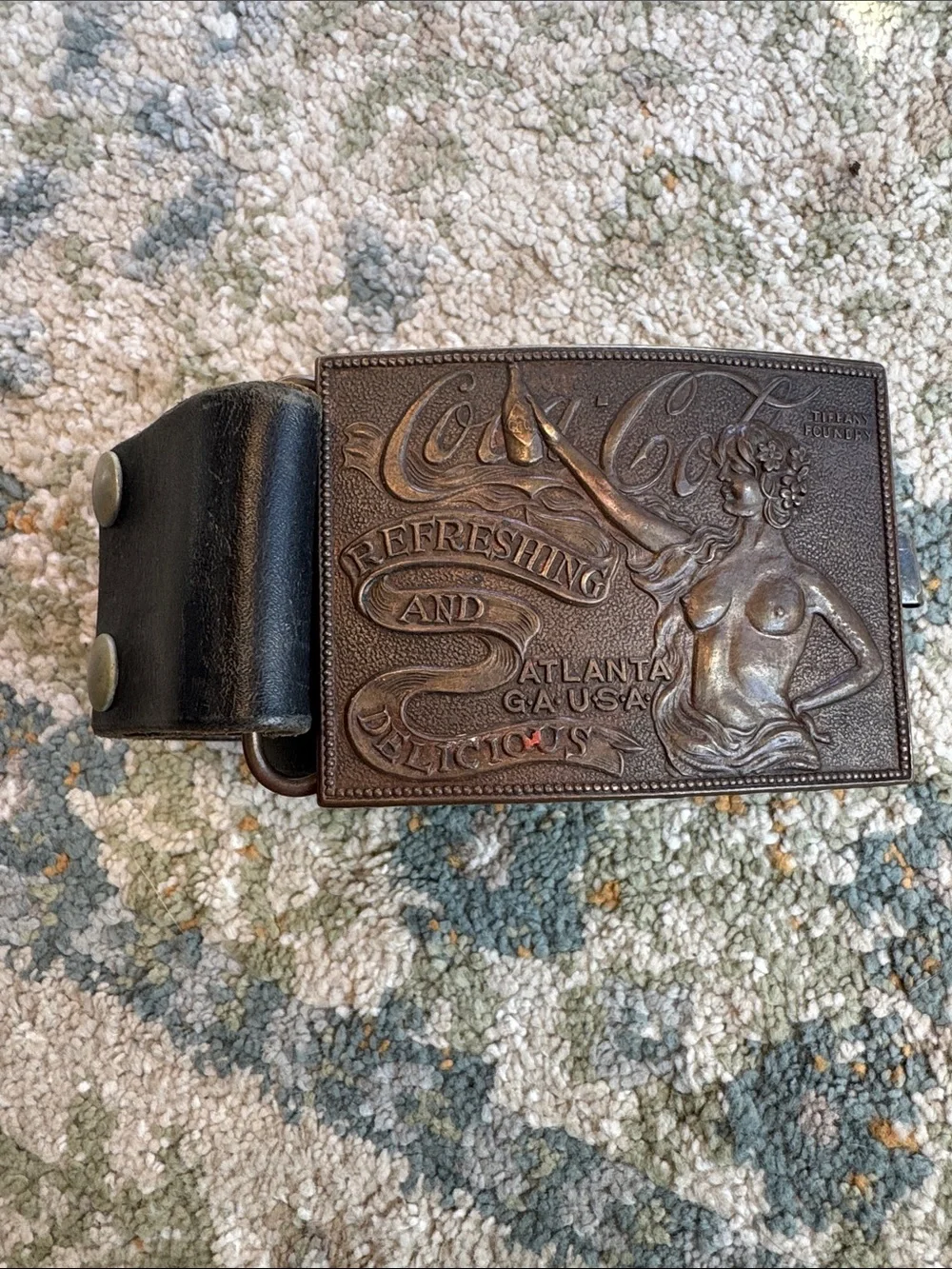 Vintage Brown Coca-Cola Embossed Buckle with Leather Belt